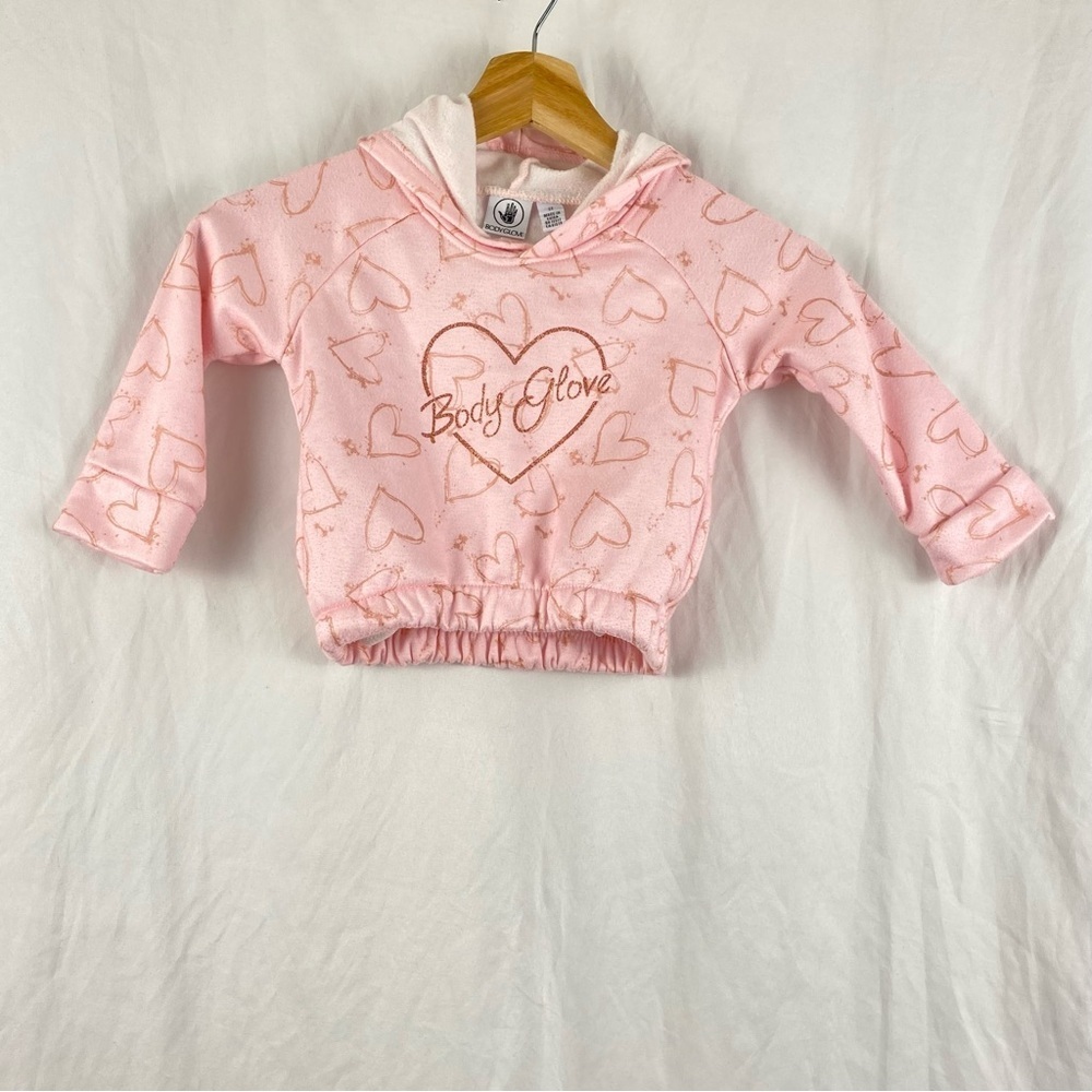 Body Glove Pink Heart Hooded Sweater Toddler Girl Size 3T